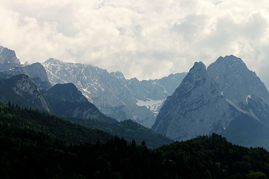 alpine, alpine landscape, garmisch partenkirchen, mountains, HD wallpaper