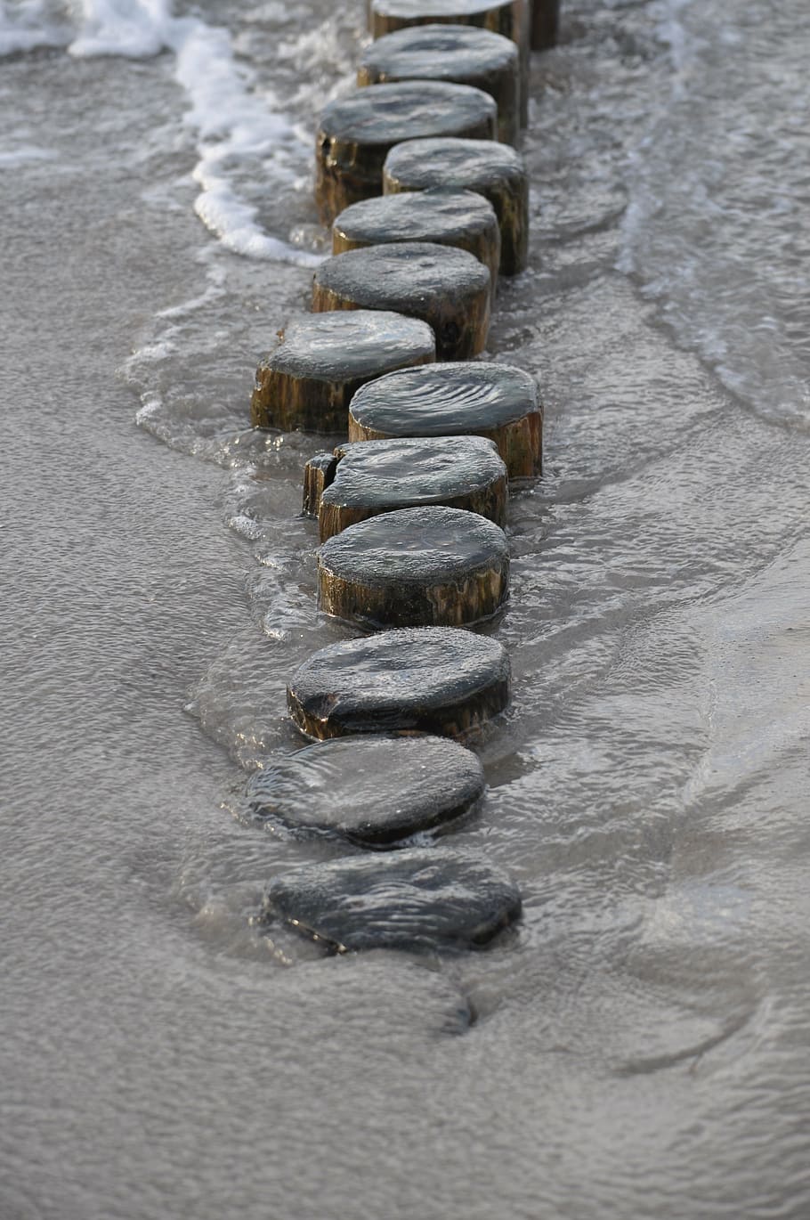 beach, water, wave, sea, coast, waters, in a row, no people HD wallpaper