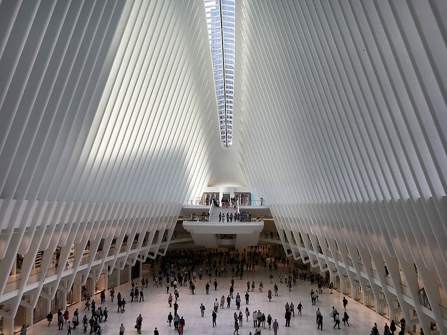 group of people inside airport, architecture, skylight, building interior HD wallpaper