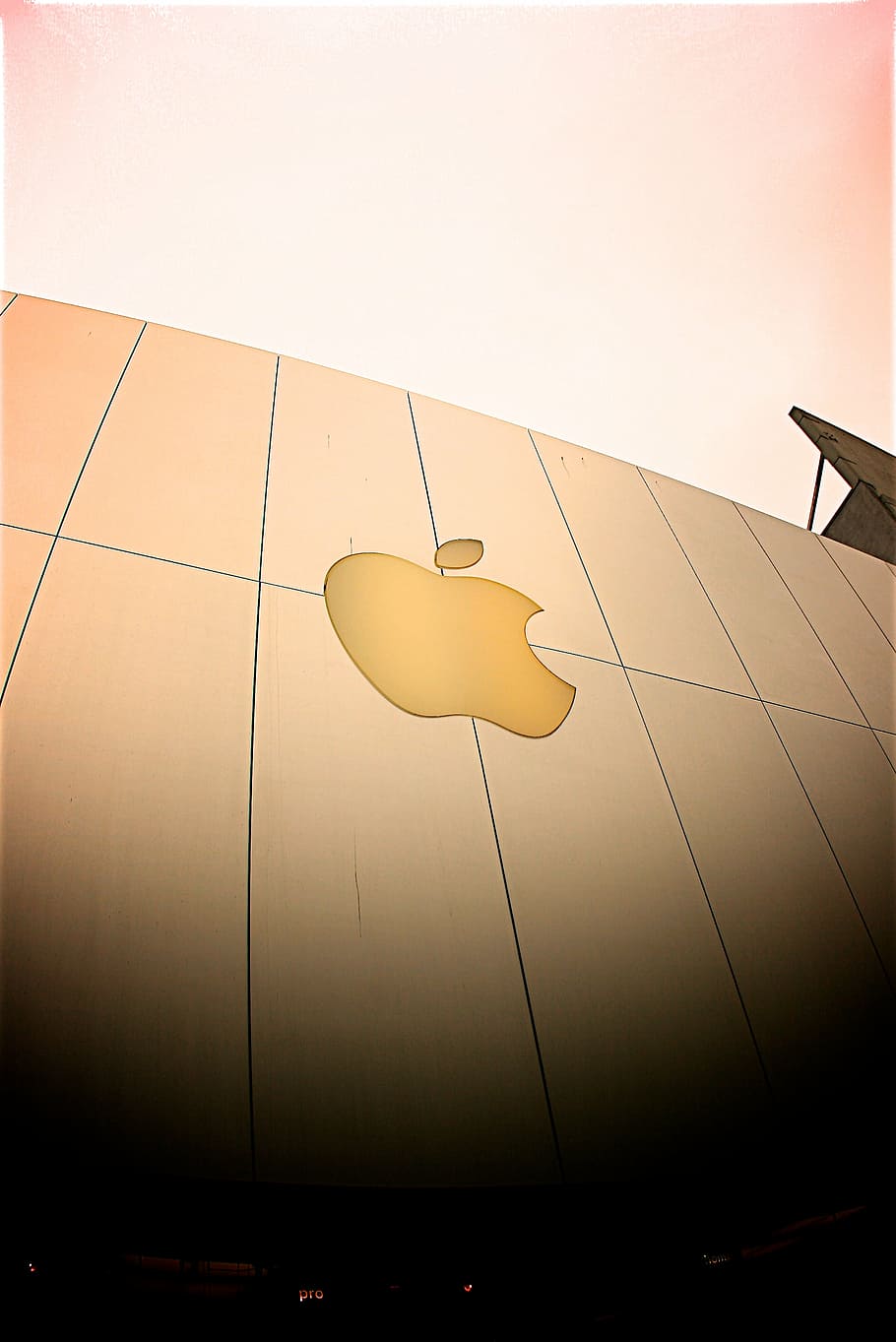apple, architecture, building, logo, low angle shot, perspective HD wallpaper