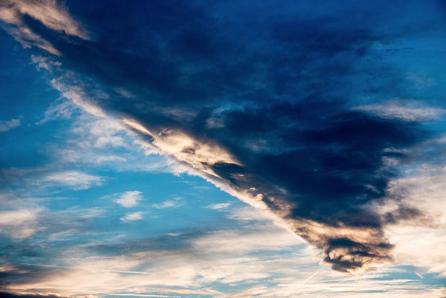 the sky, clouds, storm, dark blue, cloud - sky, nature, scenics HD wallpaper