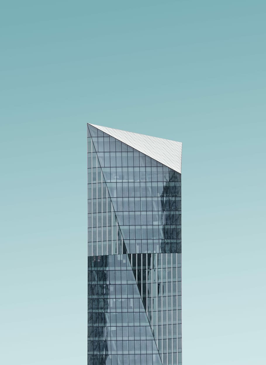 high rise glass building in closeup-photo, black glass high-rise building HD wallpaper