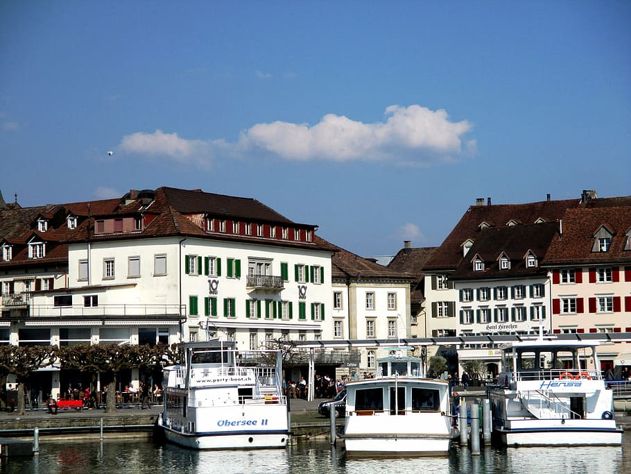 rapperswil jona, lake zurich, boat harbour, old town, canton st, HD wallpaper