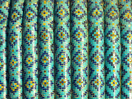 mosaic, pattern, artfully, turquoise, majolica, ceramic, tile HD wallpaper