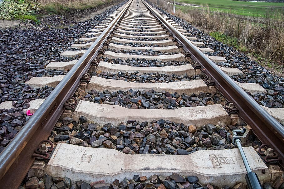 gleise, railway line, train, threshold, gravel, track bed, railroad track HD wallpaper