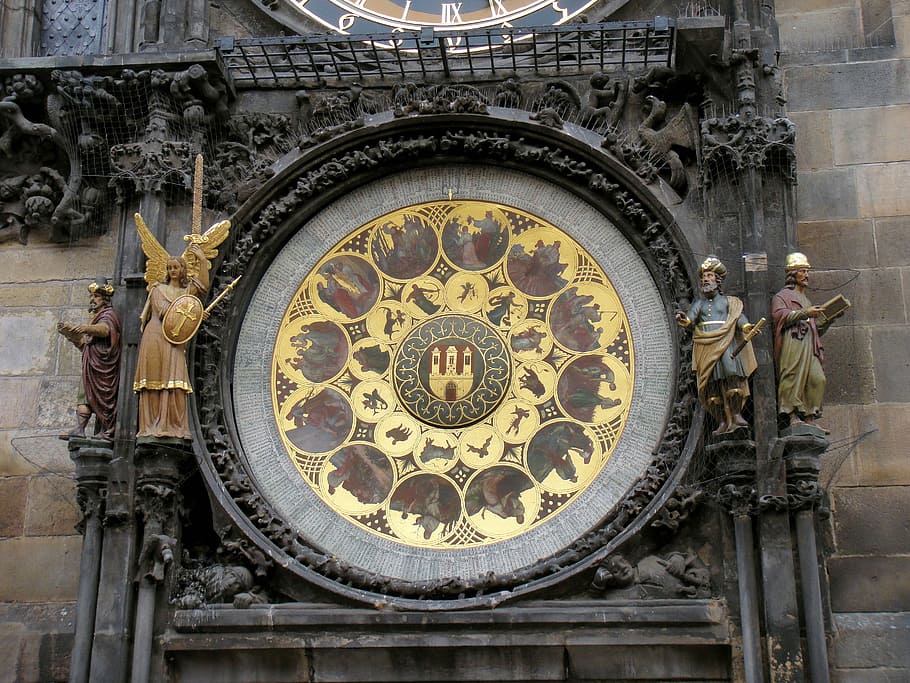 Prague, Astronomical Clock, moon phases, astronomy, time, date HD wallpaper