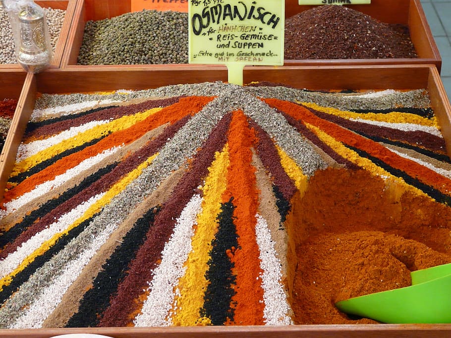 spices, spice mix, colorful, curry, pepper, paprika, multi colored, HD wallpaper