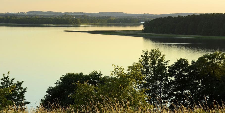 Landscape, Masuria, Lake, Poland, sky, nature, sunset, tree, HD wallpaper