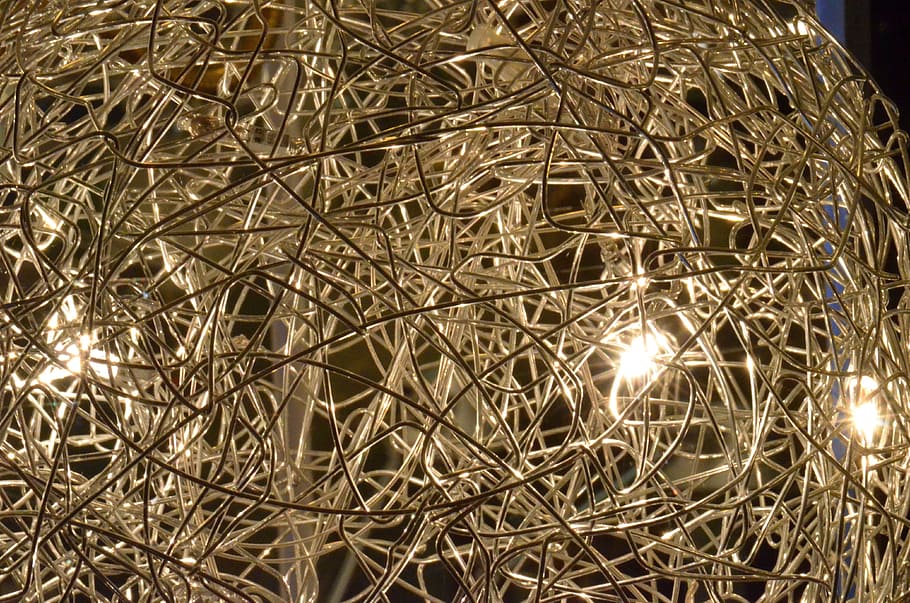 Wire Mesh, Lamp, Maze, Light, wire maze, illuminated, shiny HD wallpaper