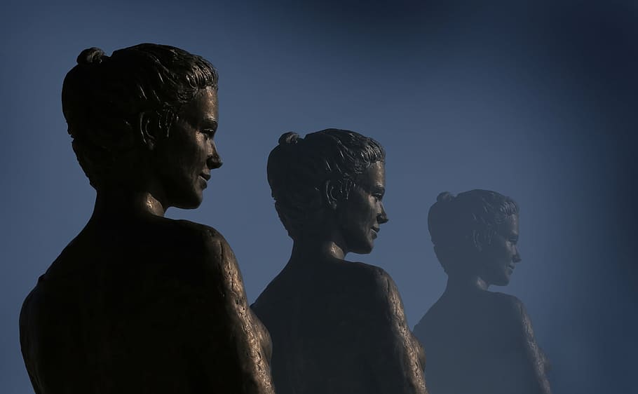 statue, figure, bust, face, bronze, sculpture, art, head, bronze statue HD wallpaper