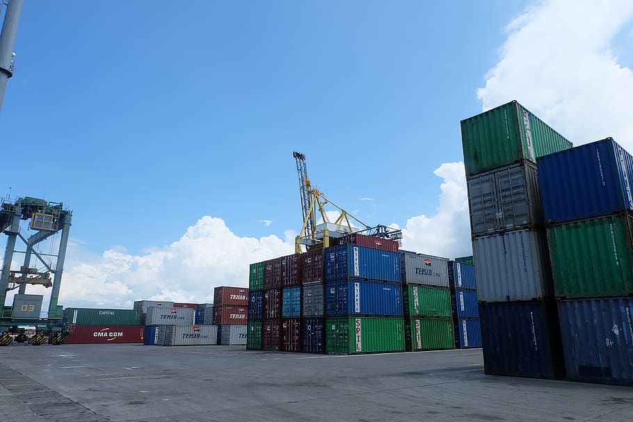 port, cargo, shipping, industry, sky, freight transportation HD wallpaper