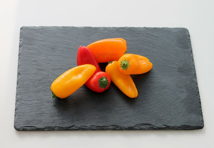 pepper, snack, orange, yellow, red, food, red pepper, vegetable HD wallpaper