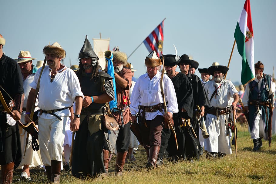 hungarian, culture, tradition, group of people, flag, real people