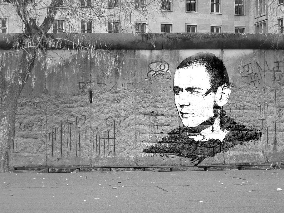 berlin wall, art, graffiti, photoshop, spray, creativity, face HD wallpaper
