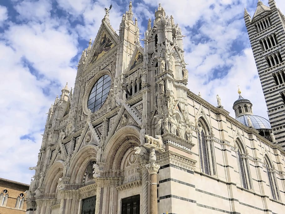 italy, hers, cathedral, facade, bell tower, statue, marble HD wallpaper