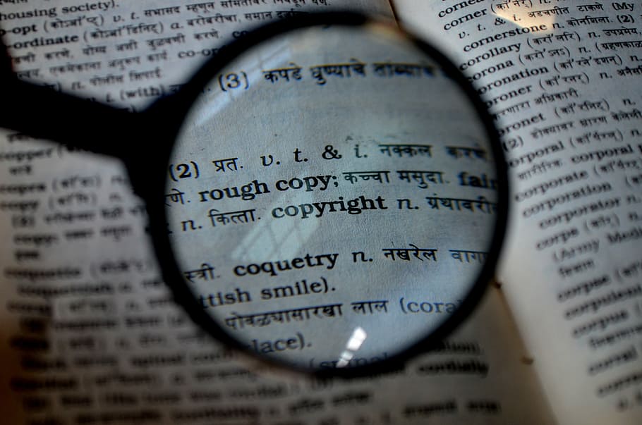 magnifying displaying copyright, magnifier, magnifying glass