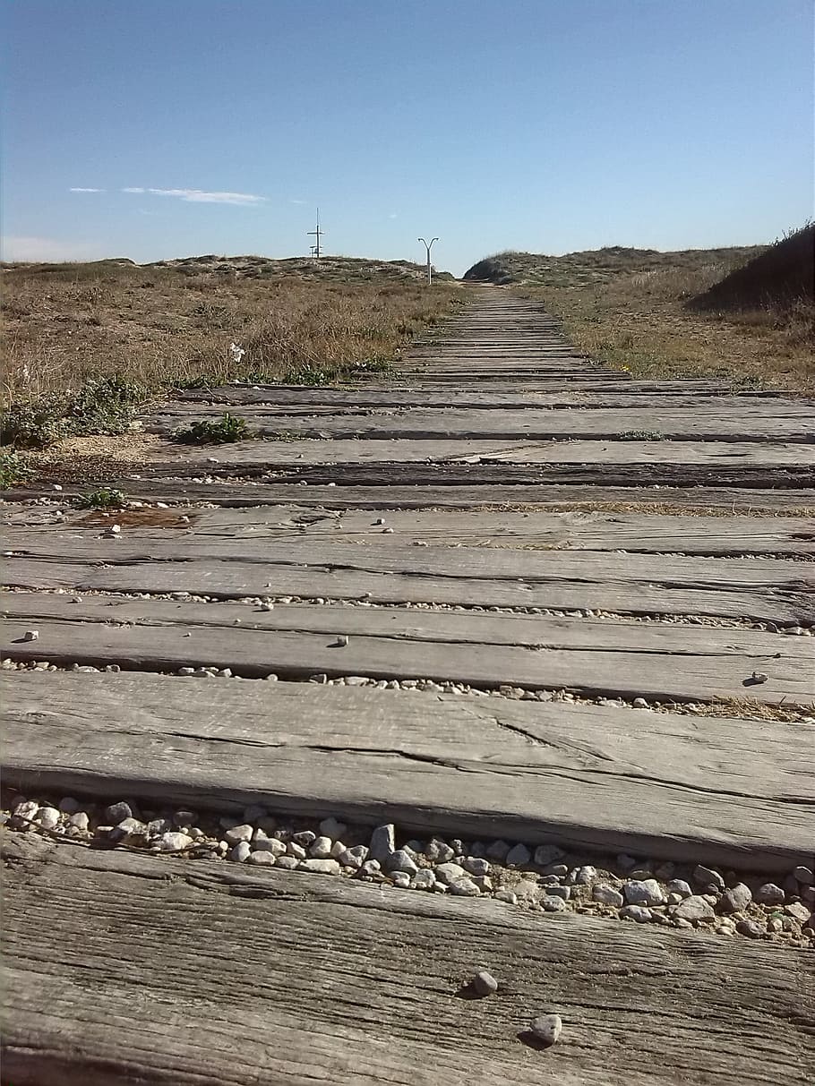 Path, Wood, Beach, Sun, Sand, Sea, summer, calm, nature, water HD wallpaper