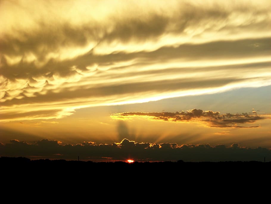 sunset, yellow, just before twilight, evening, scenic, spring HD wallpaper