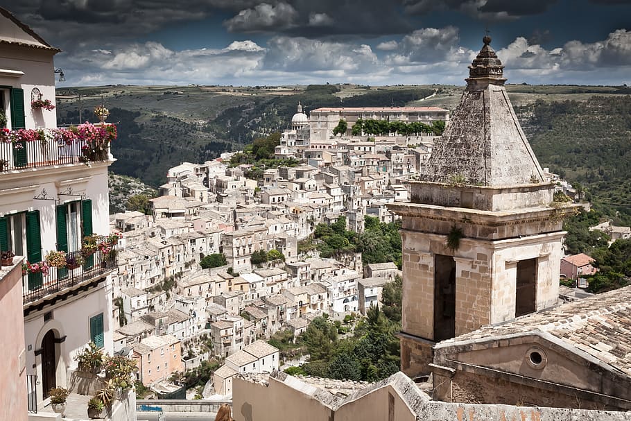 landmark view from higher angle, italy, sicily, ragusa, ragusa ibla, HD wallpaper