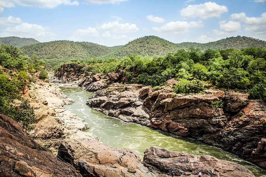river, gorge, india, landscape, nature, water, scenic, travel HD wallpaper