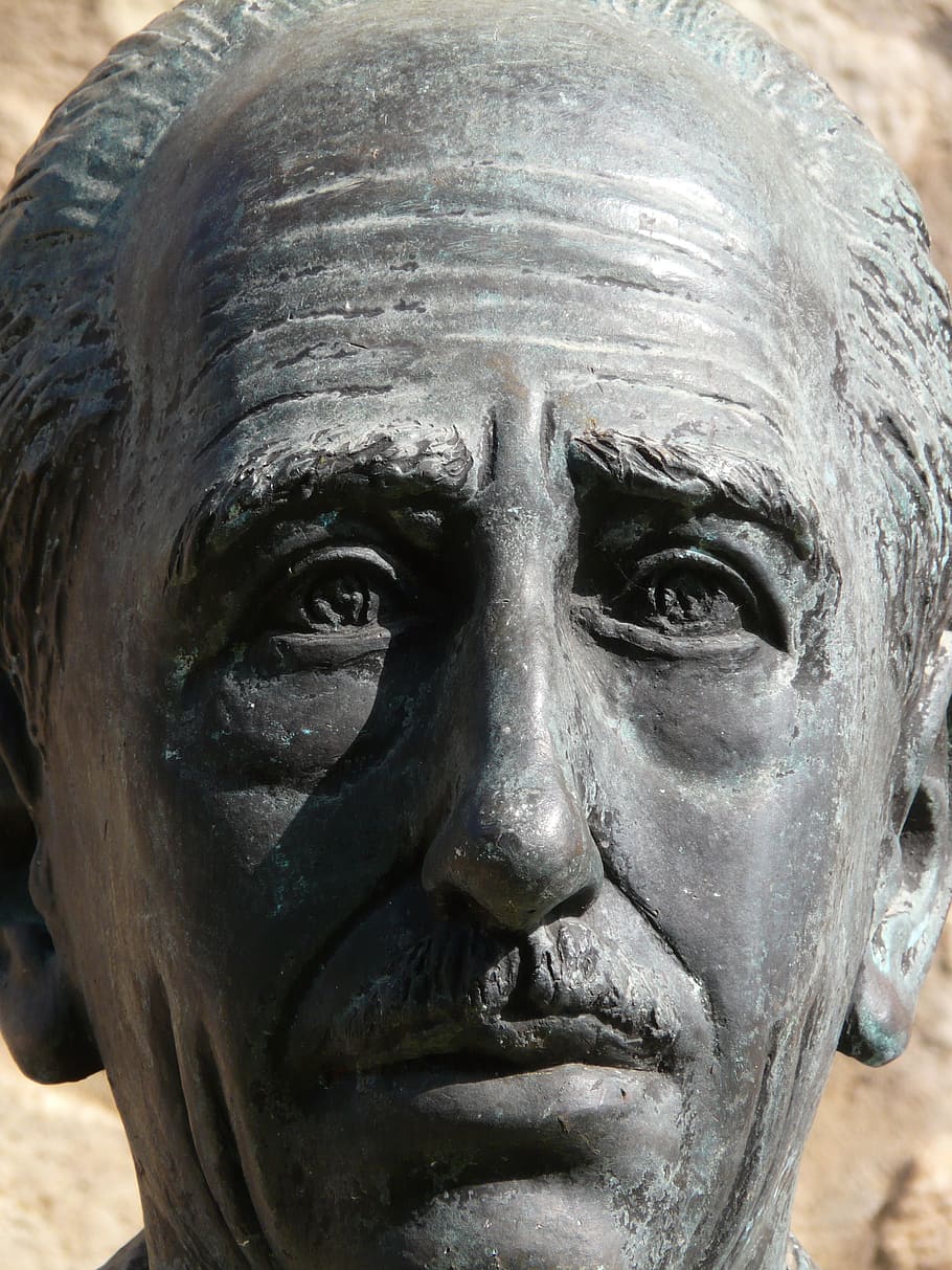 face, man, human, sculpture, figure, metal, portrait, personality HD wallpaper