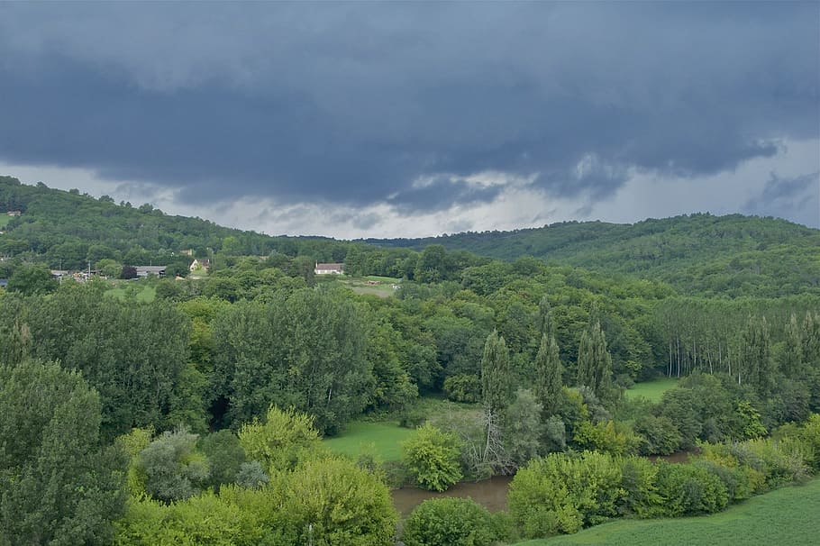 France, Landscape, Clouds, Scenic, sky, vista, mountains, forest HD wallpaper