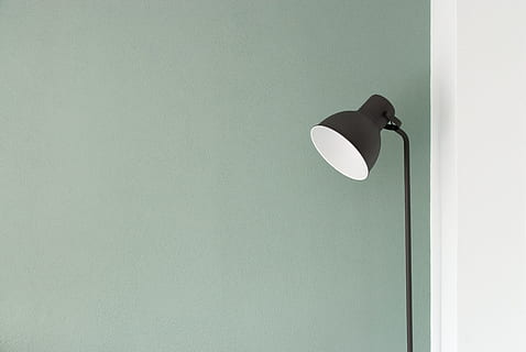 black floor lamp at the corner, black floor lamp, black steel HD wallpaper