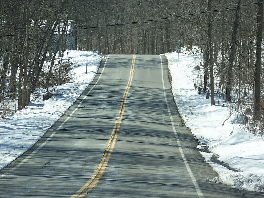 road, empty, barren, quiet, rural, country, winter, wonderland HD wallpaper