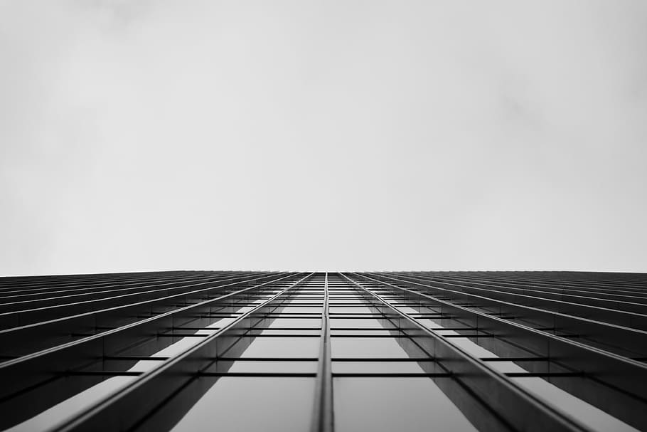 sky, building, city, windows, contrast, linear, reflection