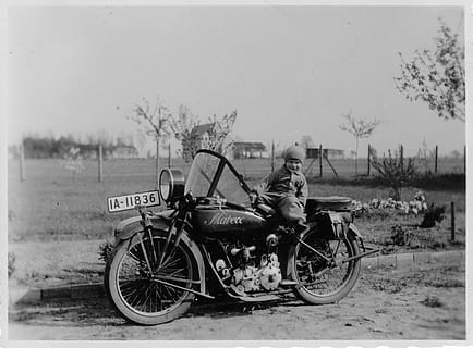 grayscale photo of boy riding motorcycle, mabeco, oldtimer HD wallpaper