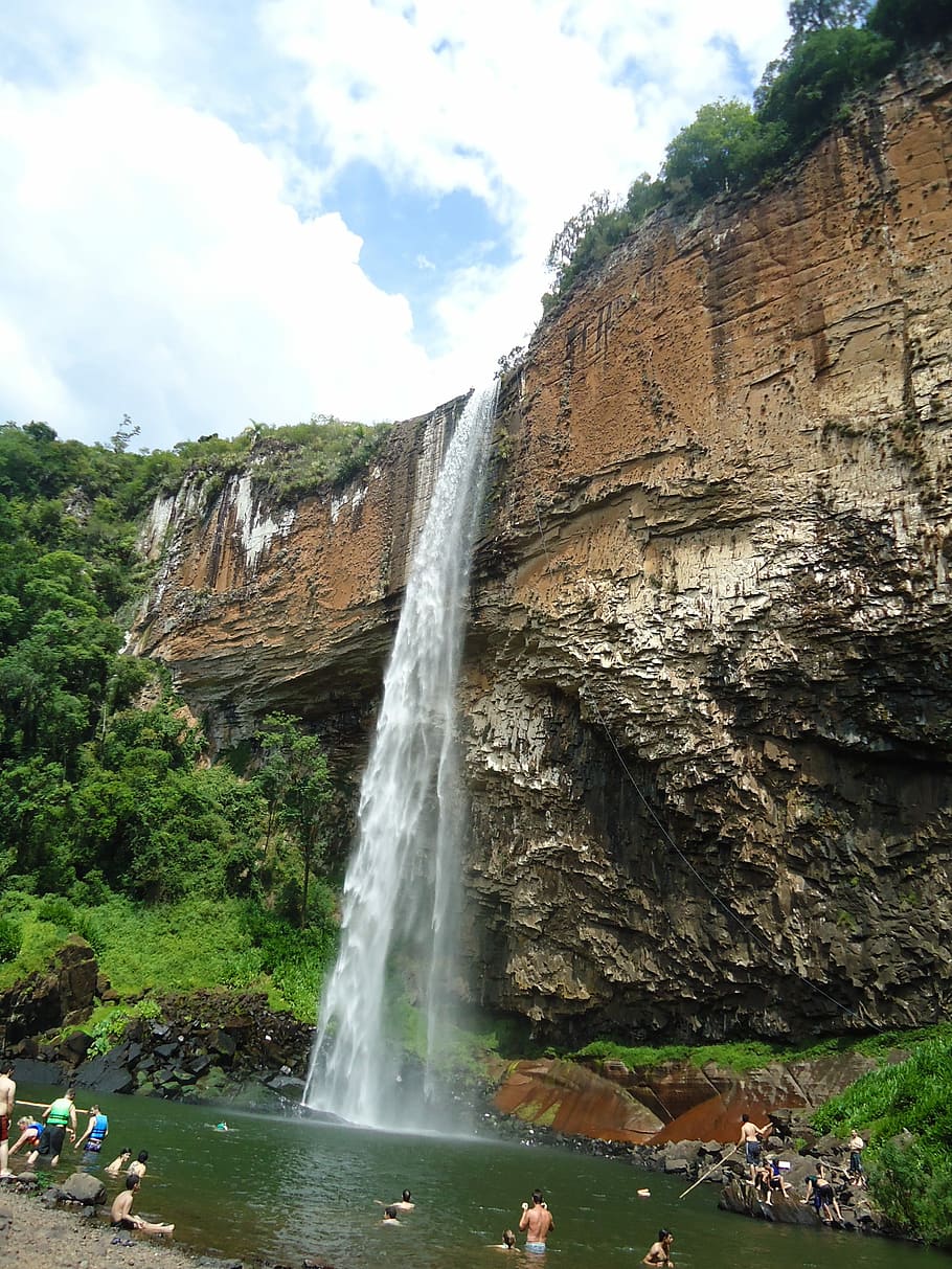Cascade, River, chuvisqueiro, small river, waterfall, cliff HD wallpaper