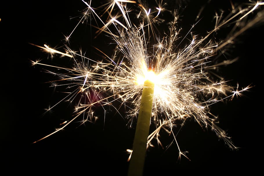 yellow fireworks, sparklers, celebrate, july 4th, dom, explode, HD wallpaper