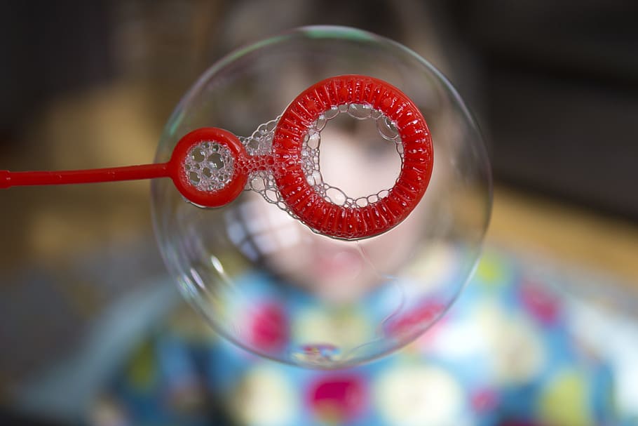 shallow focus photography of bubble, soap bubble, playing, child HD wallpaper