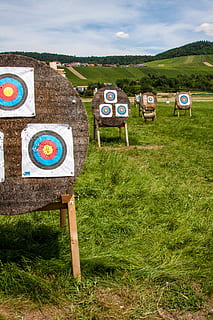 target, objectives, archery, meeting, grass, plant, field, land HD wallpaper