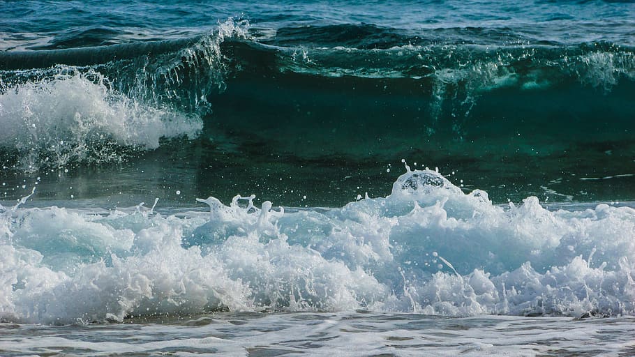 Wave, Smashing, Foam, Spray, Energy, water, splash, liquid HD wallpaper