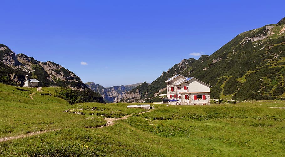 refuge, mountain, prato, hiking, italy, scalorbi, architecture HD wallpaper