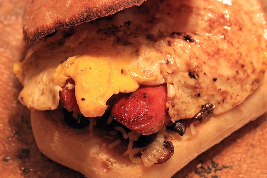 toast, bread, toasted, brown, egg, fried, hot dog, bun, breakfast HD wallpaper
