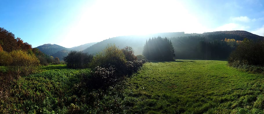 autumn, eifel, landscape, green, nature, hike, germany, sky HD wallpaper