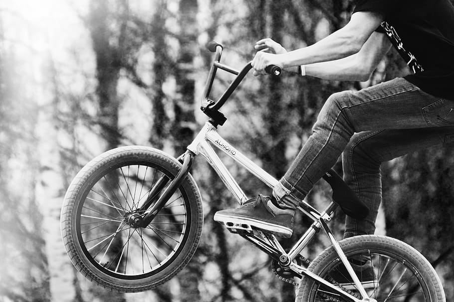 person riding bicycle, bmx, bike, bikepark, transportation, one person, HD wallpaper