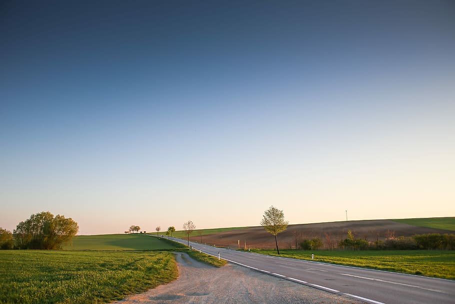 Long Road and Cloudless Sky, austria, nature, landscape, rural Scene, HD wallpaper