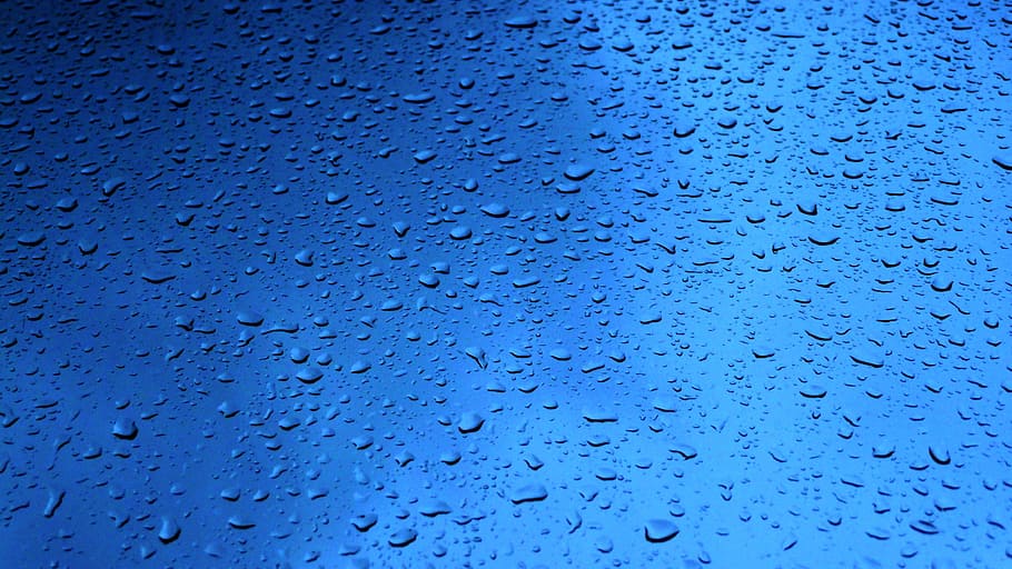 rain, drops, glass, droplets, liquid, drop, water, blue, splashing HD wallpaper