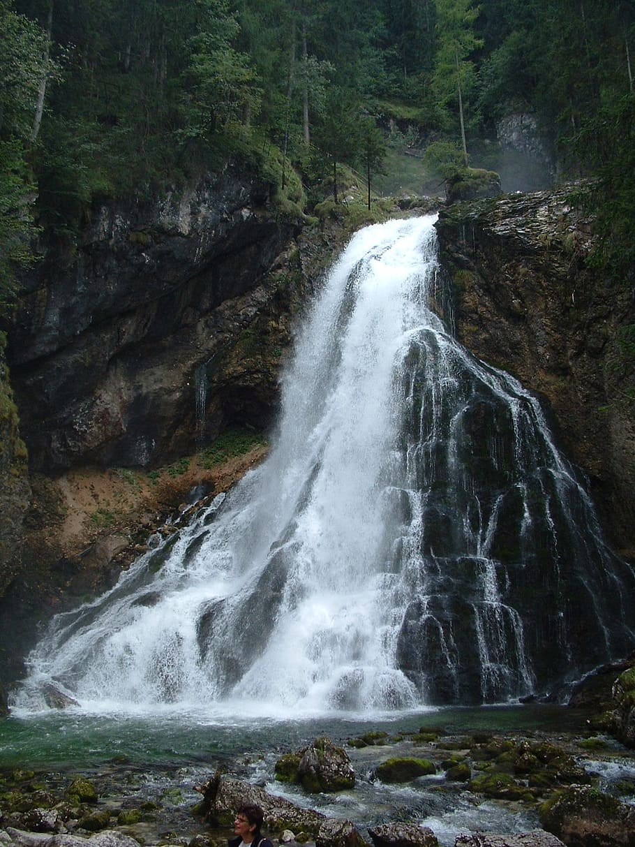 timelapse photography of water falls, austria, golling, waterfall, HD wallpaper