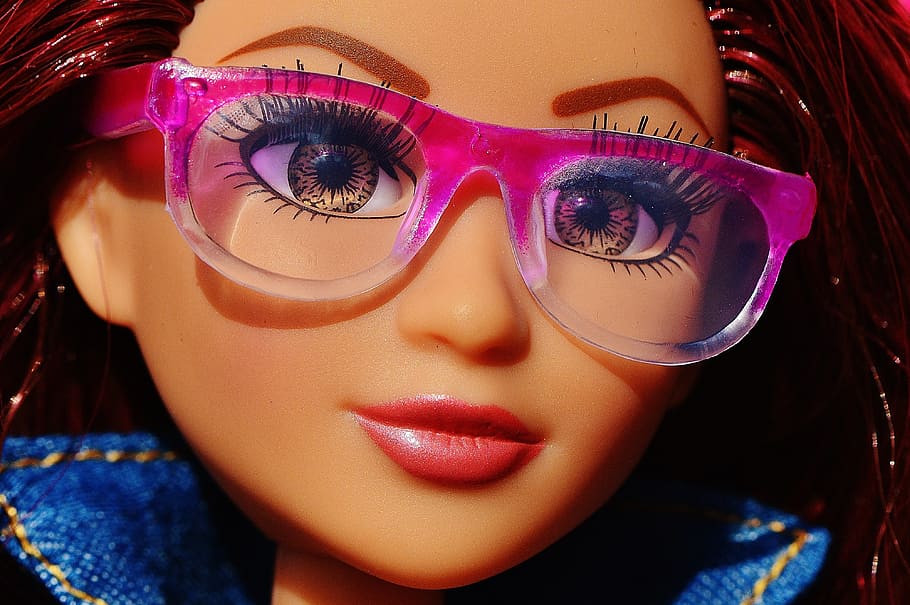 doll, pretty, glasses, face, eyes, beauty, hair, girl, play HD wallpaper