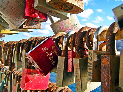 Locks, Old, Padlocks, Bridge, old lock, metal, security, locked HD wallpaper