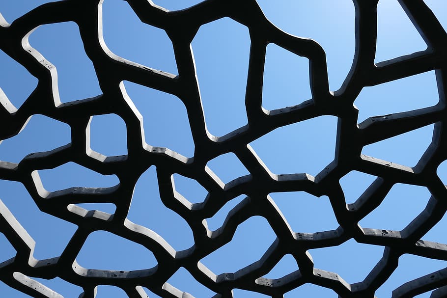 concrete, modernity, blue sky, no people, day, pattern, clear sky HD wallpaper
