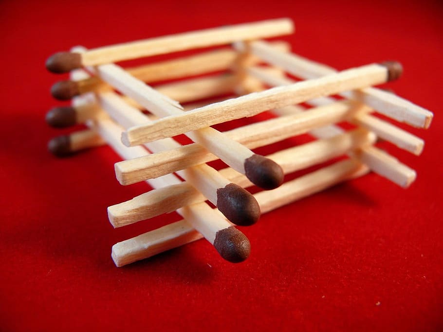 matchsticks, matches, burn, fire, red, stack, wooden, flammable HD wallpaper