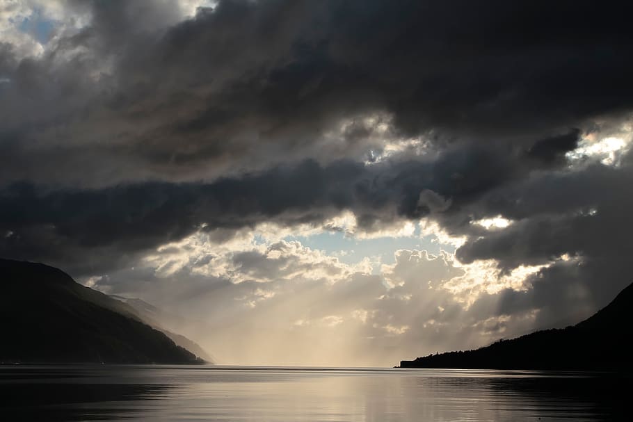 clouds, sky, dark, beach, ocean, sea, light, water, cloud - sky HD wallpaper