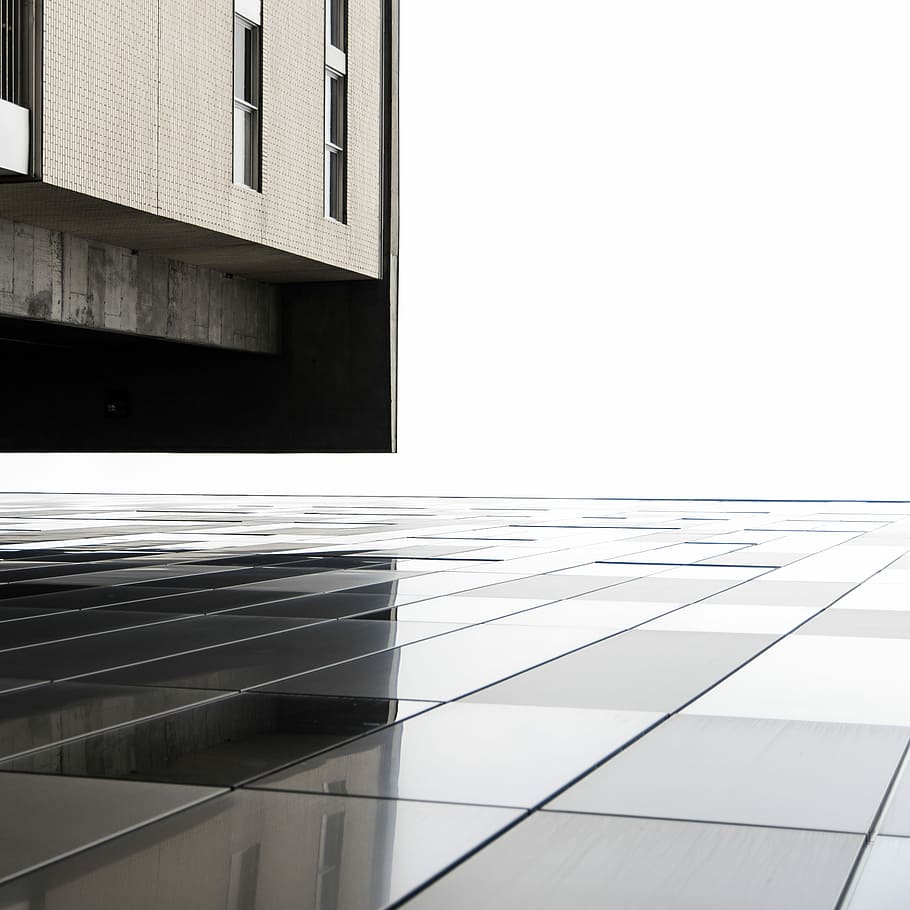 Square Geometry, brown building and glass floor tiles, architecture HD wallpaper