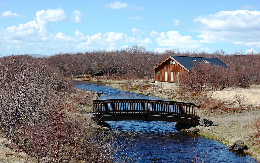 iceland, landscape, river, architecture, built structure, cloud - sky HD wallpaper