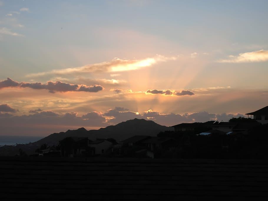 Sunset, Clouds, Landscape, Nature, silhouette, scenics, sky HD wallpaper